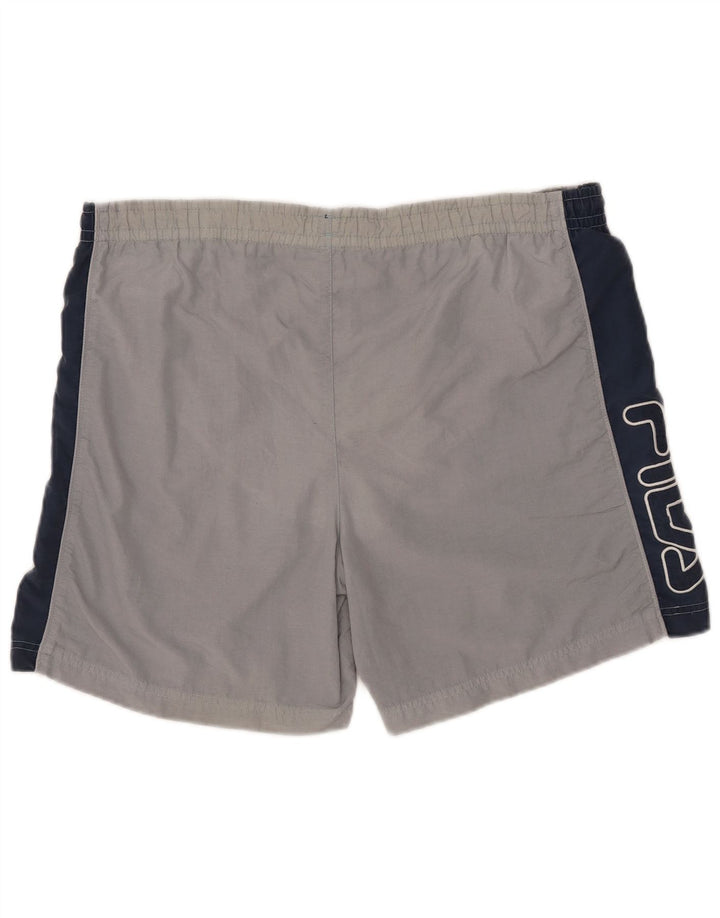Pantaloni scurți de sport cu grafică Fila pentru bărbați, mari, gri, color block
