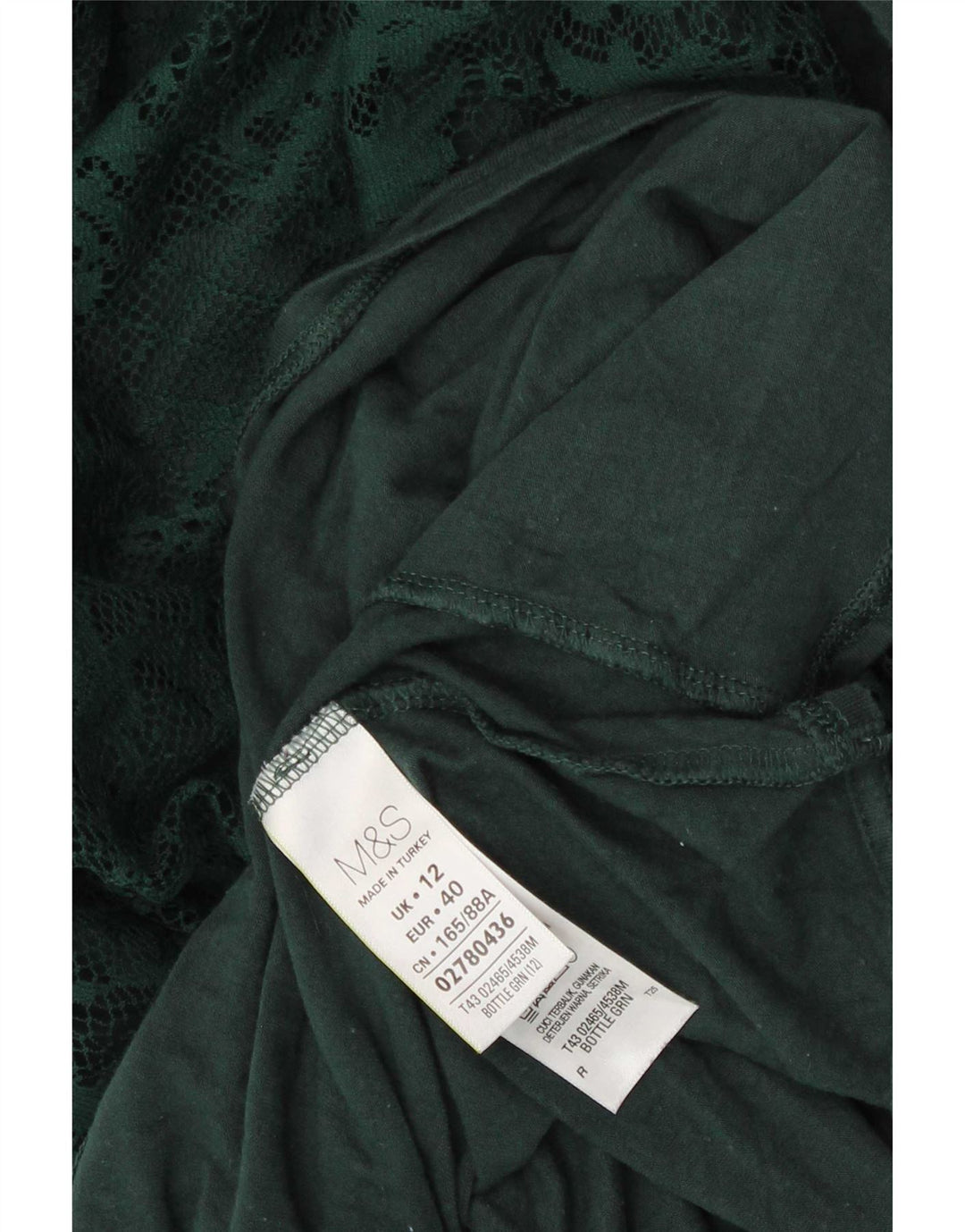 Marks & Spencer Top pentru femei cu mânecă lungă UK 12 Medium Green Paisley Viscose