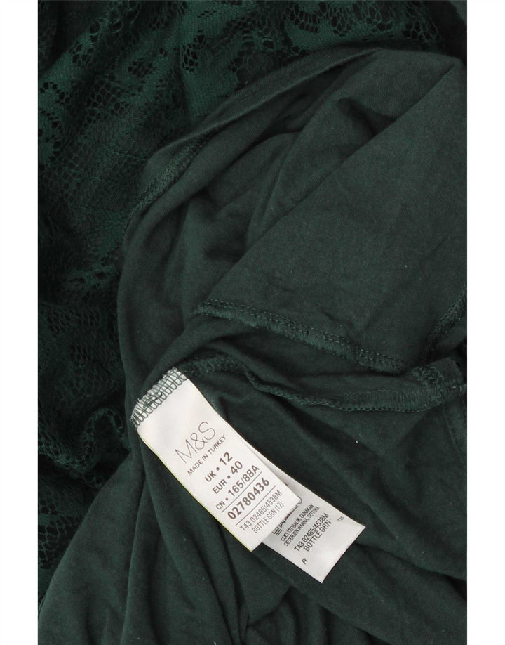 Marks & Spencer Top pentru femei cu mânecă lungă UK 12 Medium Green Paisley Viscose