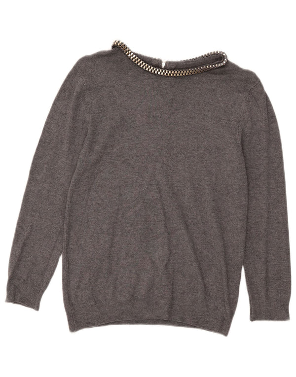 Pulover pentru femeie cu gât de barcă Zara UK 10 mic gri