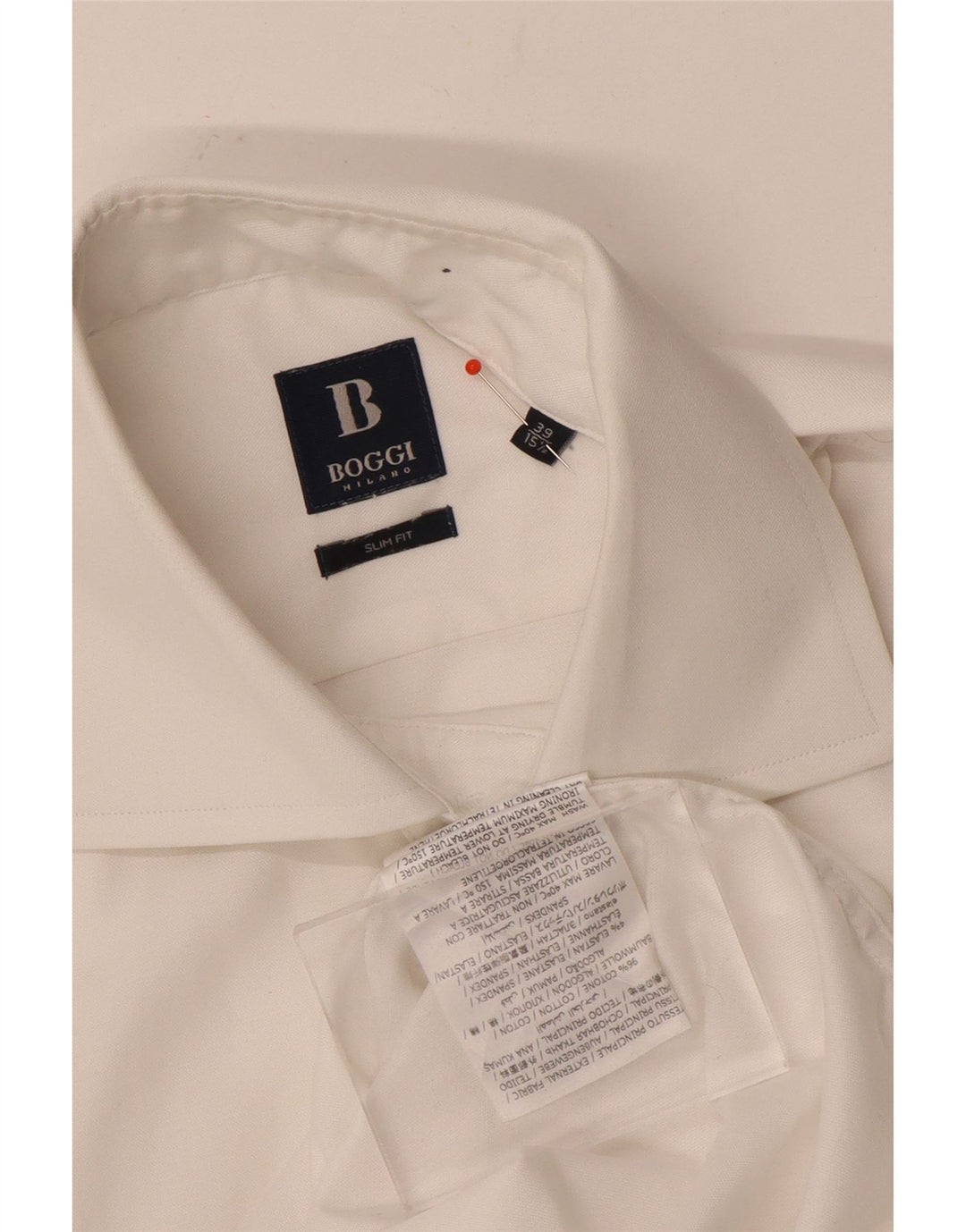 Cămașă Boggi pentru bărbați Slim Fit Mărimea 39 15 1/2 Bumbac alb mediu