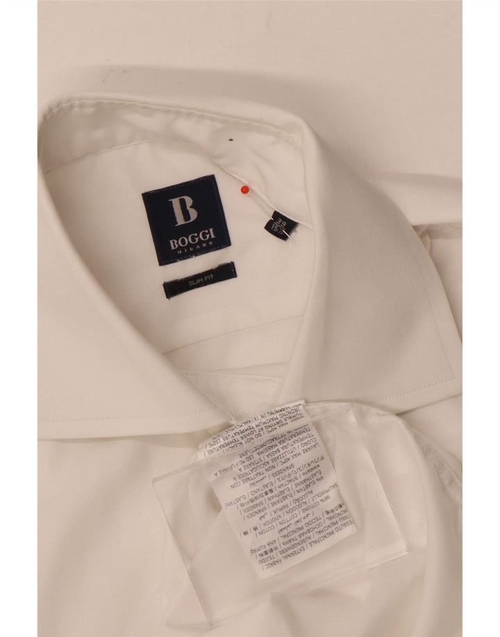 Cămașă Boggi pentru bărbați Slim Fit Mărimea 39 15 1/2 Bumbac alb mediu