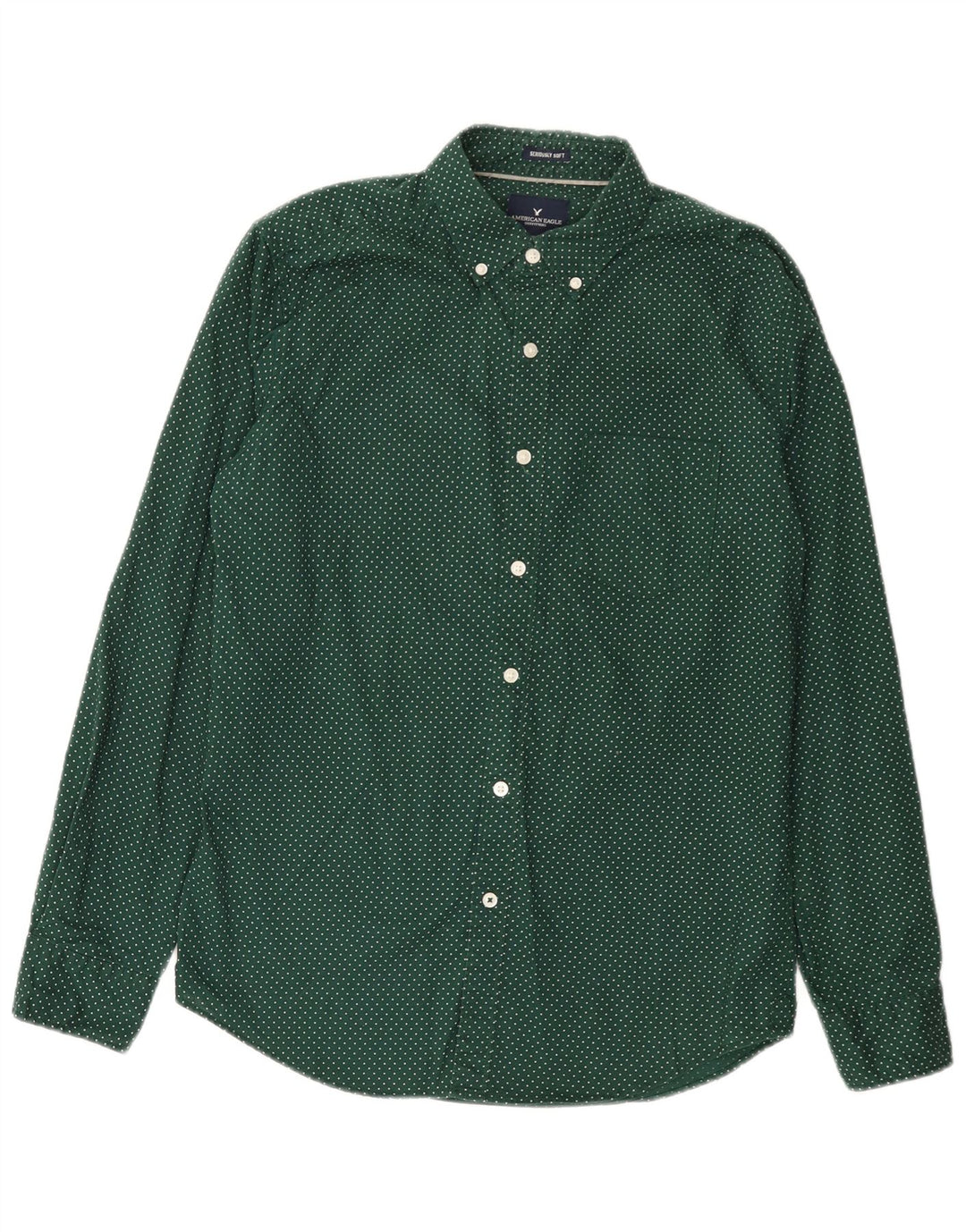 Cămașă pentru bărbați American Eagle Classic Fit, bumbac cu pete verzi mici