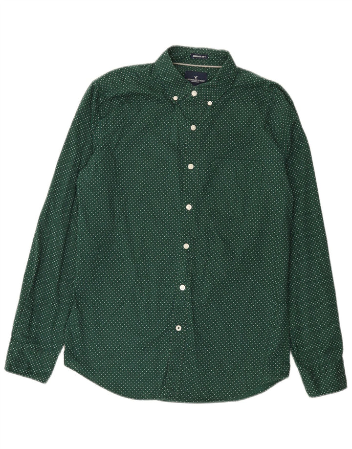 Cămașă pentru bărbați American Eagle Classic Fit, bumbac cu pete verzi mici