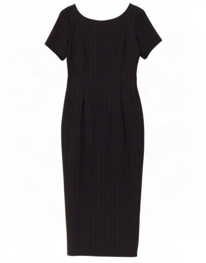 Rochie Maxi Vintage pentru Damă IT 42 Medium Bleumarin Lână Pinstripe