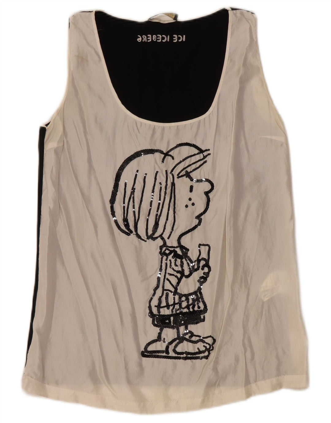 Bluză cu grafică pentru femei ICEBERG Top UK 8 Mic alb negru