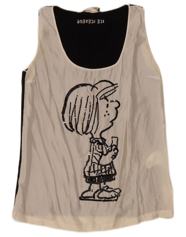 Bluză cu grafică pentru femei ICEBERG Top UK 8 Mic alb negru