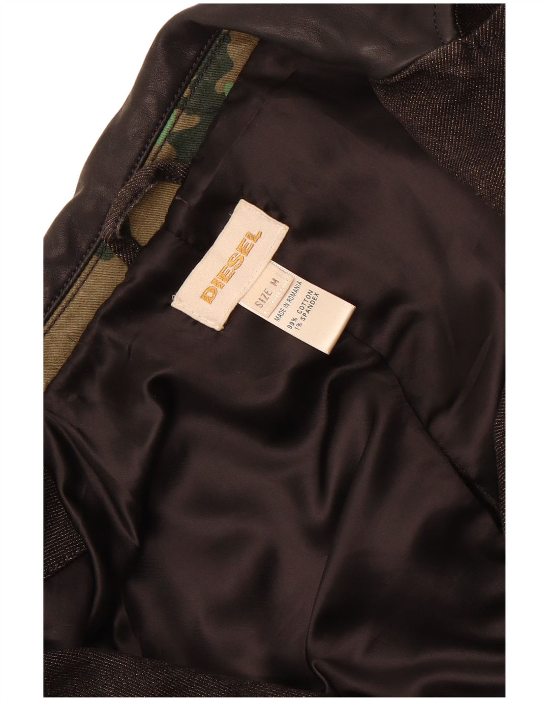 Jachetă pentru bărbați Diesel, din denim, cu 3 nasturi, UK 38, bumbac cu pete negru mediu