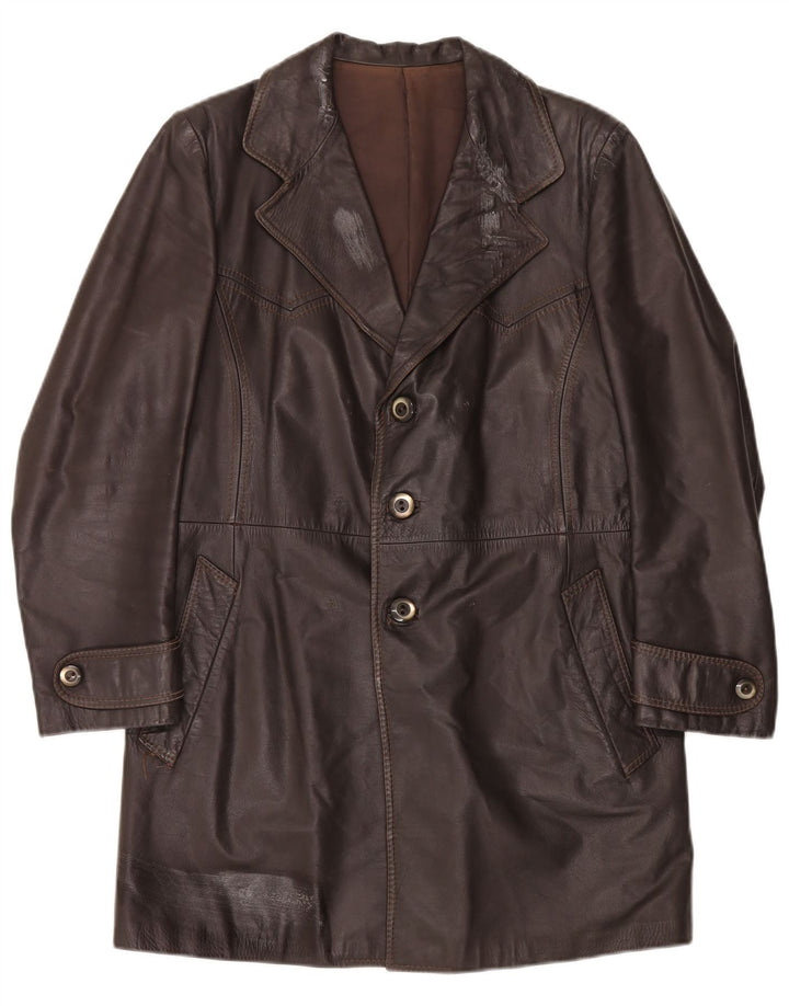 Palton din piele vintage pentru bărbați UK 38 maro mediu