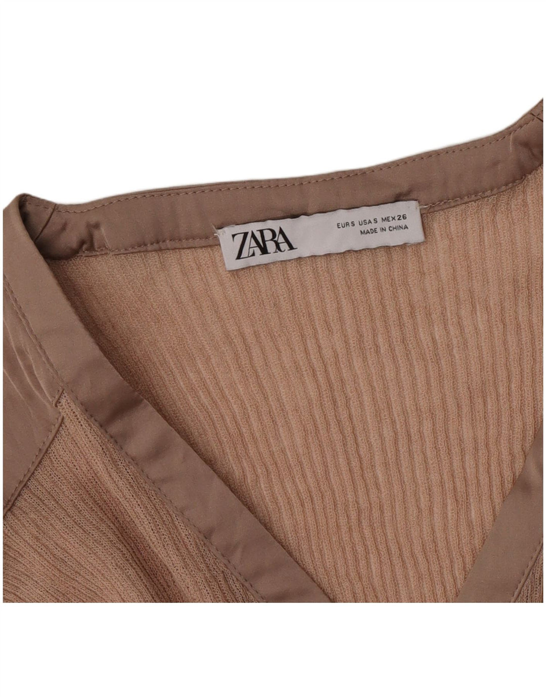 Top femeie Zara cu mânecă lungă UK 10 mic bej colorblock