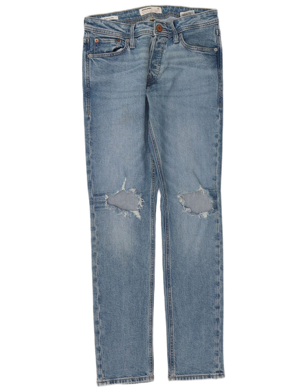 Jack & Jones Blugi slim GLENN Distressed pentru bărbați L30 L32 Bumbac albastru