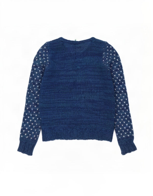 Pulover cardigan pentru fete Benetton 11-12 ani 2XL Blue Fair Isle Crăciun