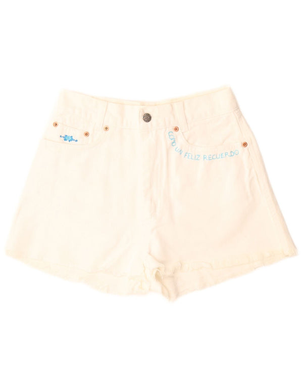 Pantaloni scurti din denim pentru femei Charro W29, alb mediu, bumbac