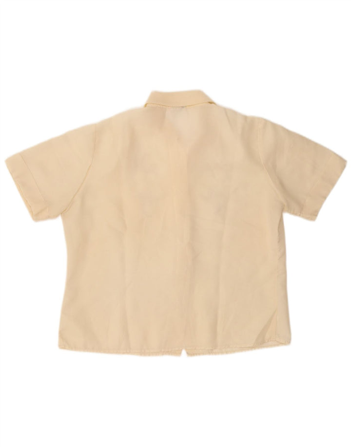 Bluză cămașă cu mânecă scurtă pentru femei VINTAGE UK 14 Medium Galben Floral