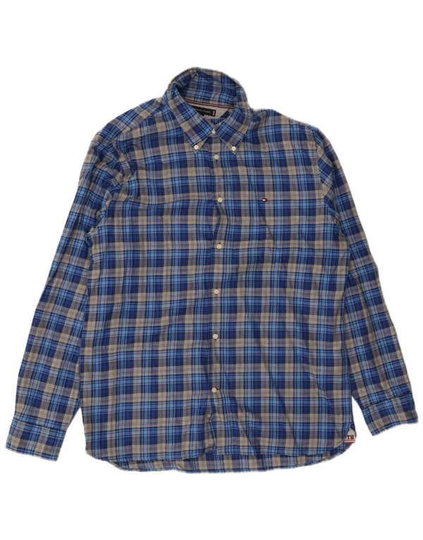Cămașă de flanel pentru bărbați Tommy Hilfiger, XL, albastru, cu carouri