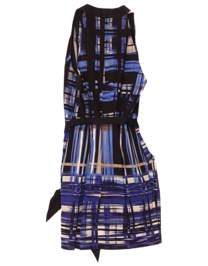 Karen Millen Rochie de bază fără mâneci pentru femei UK 12 Medium Blue Geometric