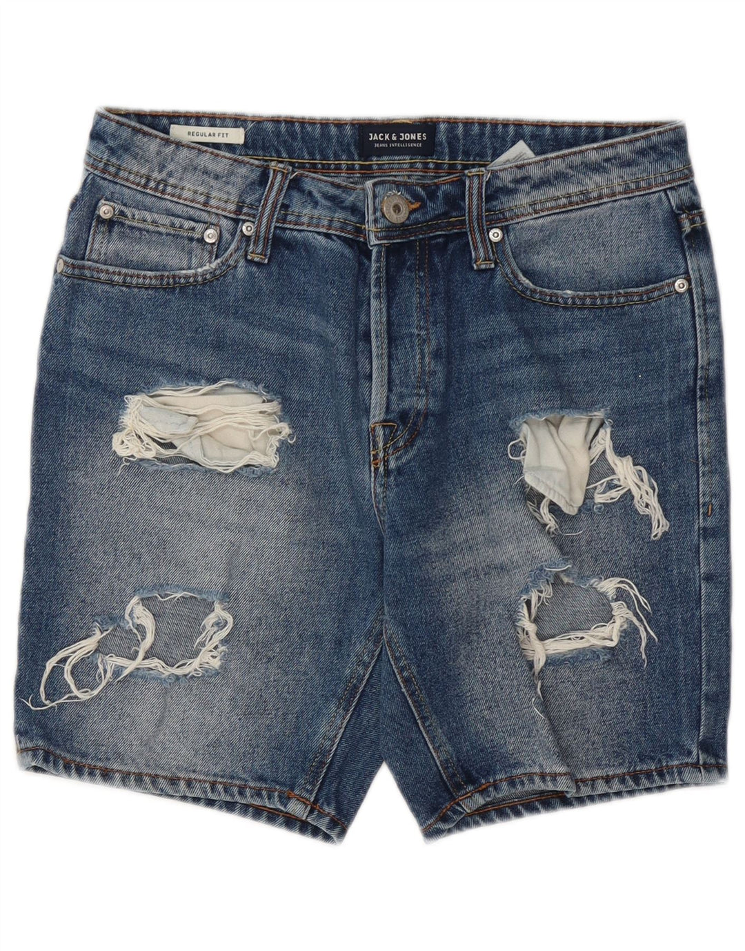 Pantaloni scurți Jack & Jones pentru bărbați, distressed regular fit, din denim, mici W28, bumbac albastru