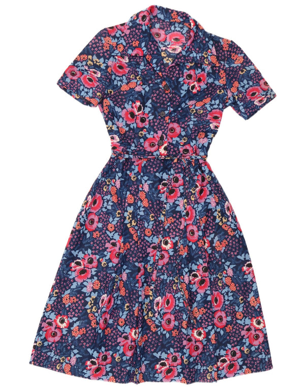 Rochie A-Line Vintage pentru femei UK 10 Mic Albastru Floral