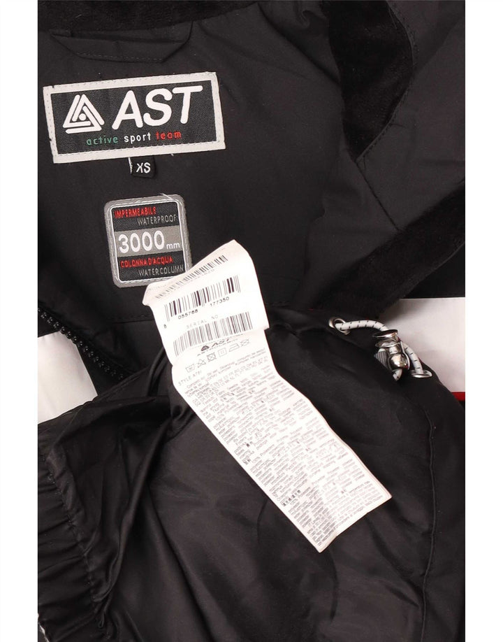 Jachetă de ploaie cu glugă grafică AST pentru bărbați UK 34 XS poliester negru color bloc