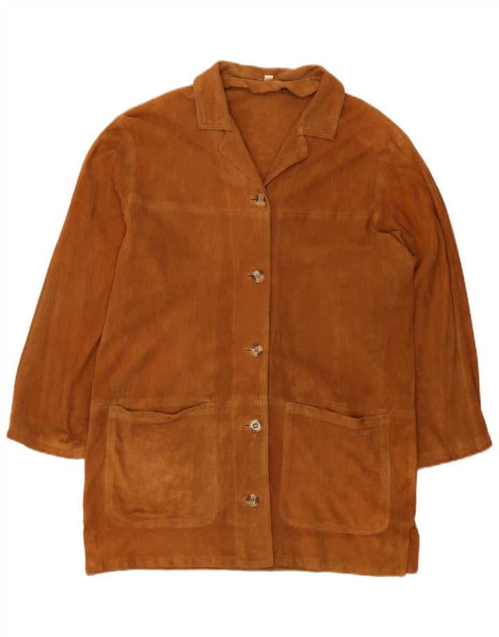 Pardesiu de damă vintage din piele intoarsa EU 40 Medium Bej Piele