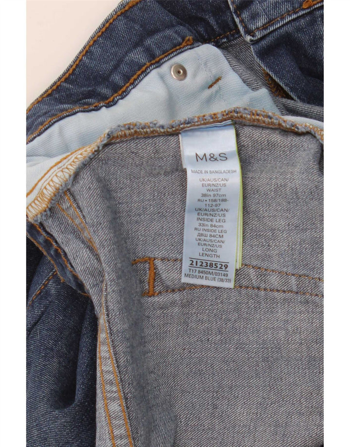 Blugi drepți obișnuiți pentru bărbați Marks & Spencer L38 L33 Bumbac albastru