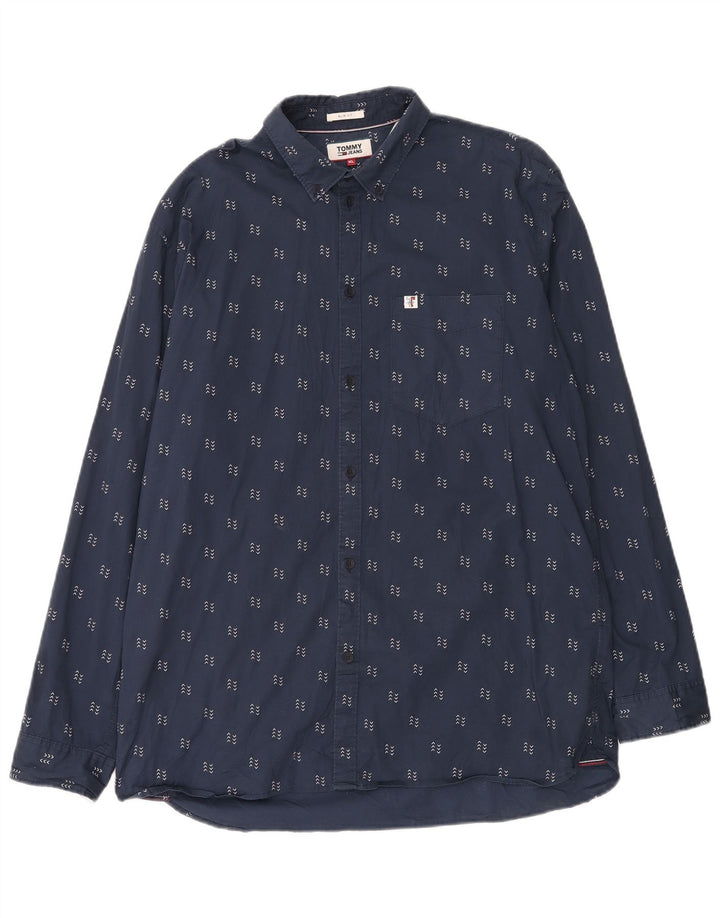 Cămașă pentru bărbați Tommy Hilfiger cu model abstract, bumbac XL bleumarin