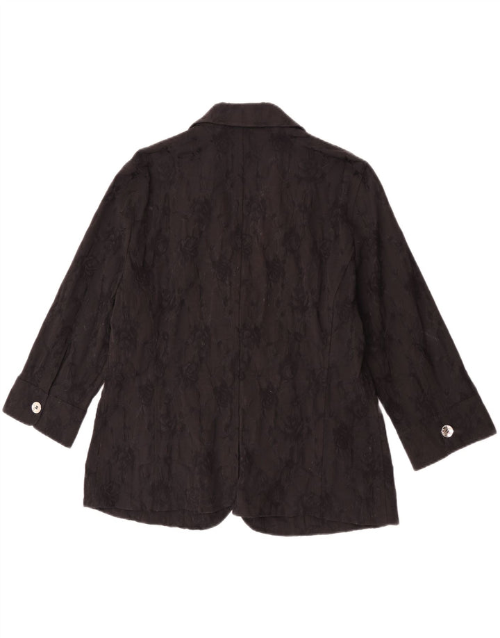 Sacou blazer pentru femei Perte by Krizia, cu 2 nasturi, Mărimea 25, mare, neagră, florală
