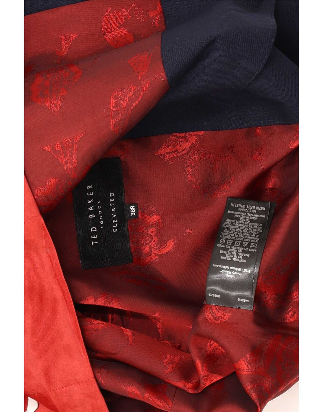 Vestă pentru bărbați Ted Baker, cu 4 nasturi, UK 36, lână color bloc, albastru marin mic