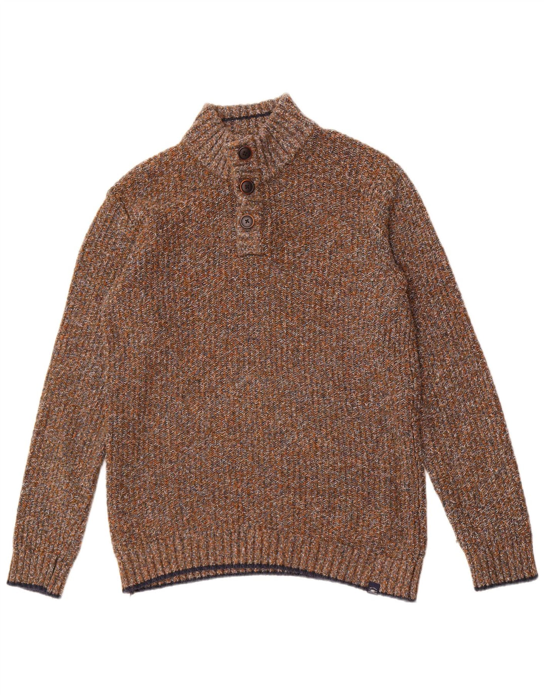 Pulover pentru bărbați Fat Face, cu nasturi, cu gât, bumbac cu pete maro mediu