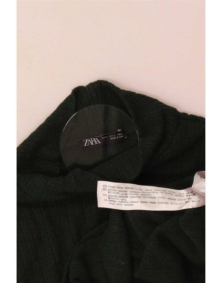 Bluză Crop Top Femei Zara UK 8 Small Green Viscose
