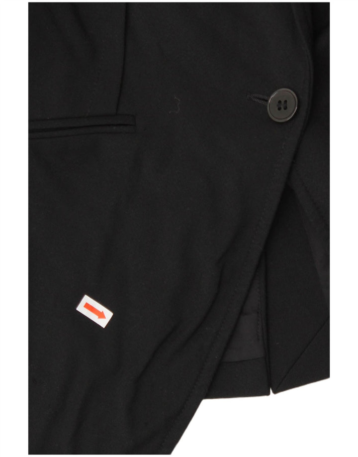 REISS Womens 1 Button Blazer Jacket UK 6 XS Black Polyester