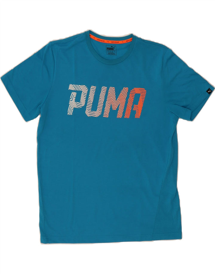 PUMA Mens Graphic T-Shirt Top Large Blue Vintage Puma and Second-Hand Puma from Messina Hembry 