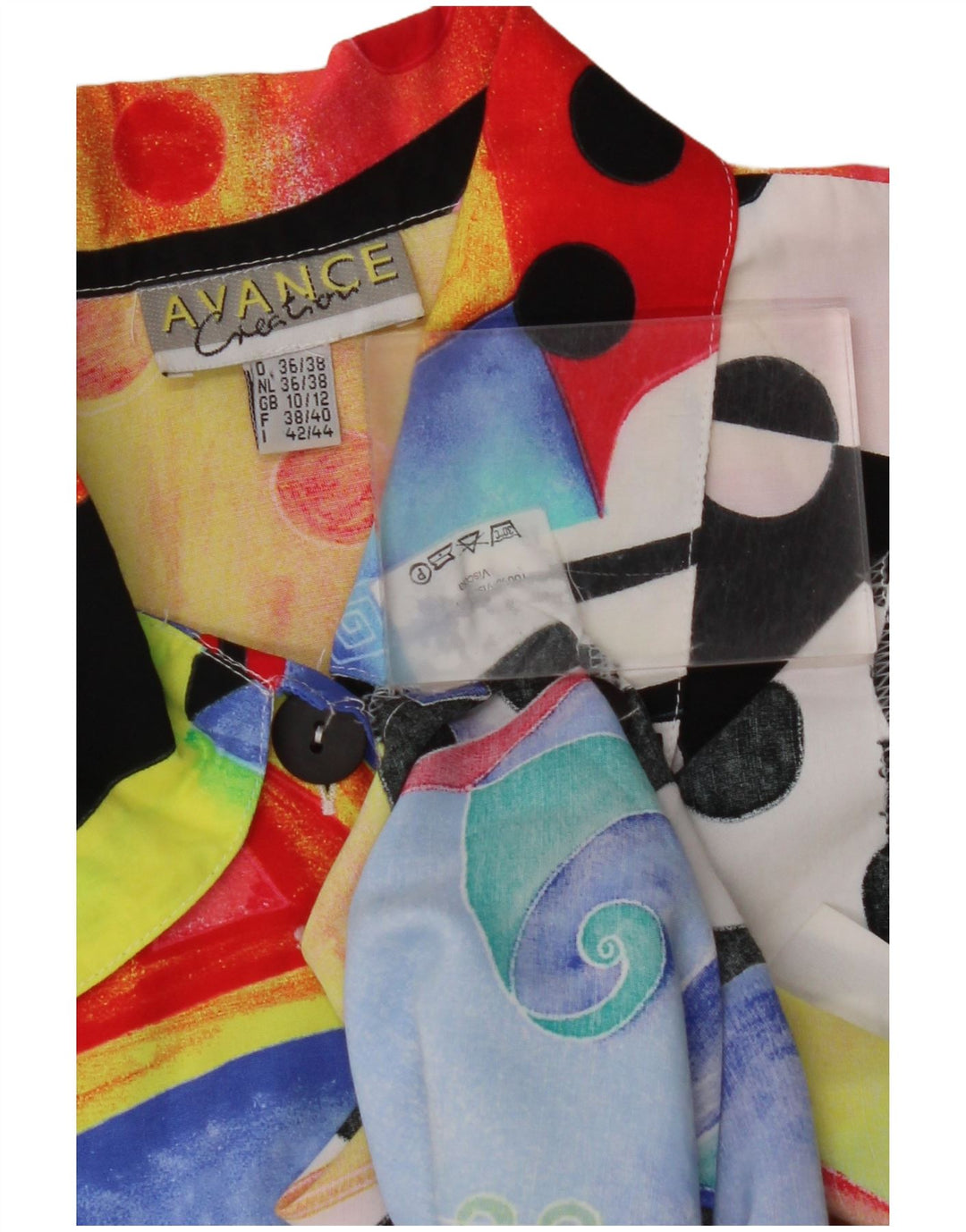 Cămașă supradimensionată pentru femei VINTAGE Marea Britanie 10/12, mică, multicoloră, geometrică