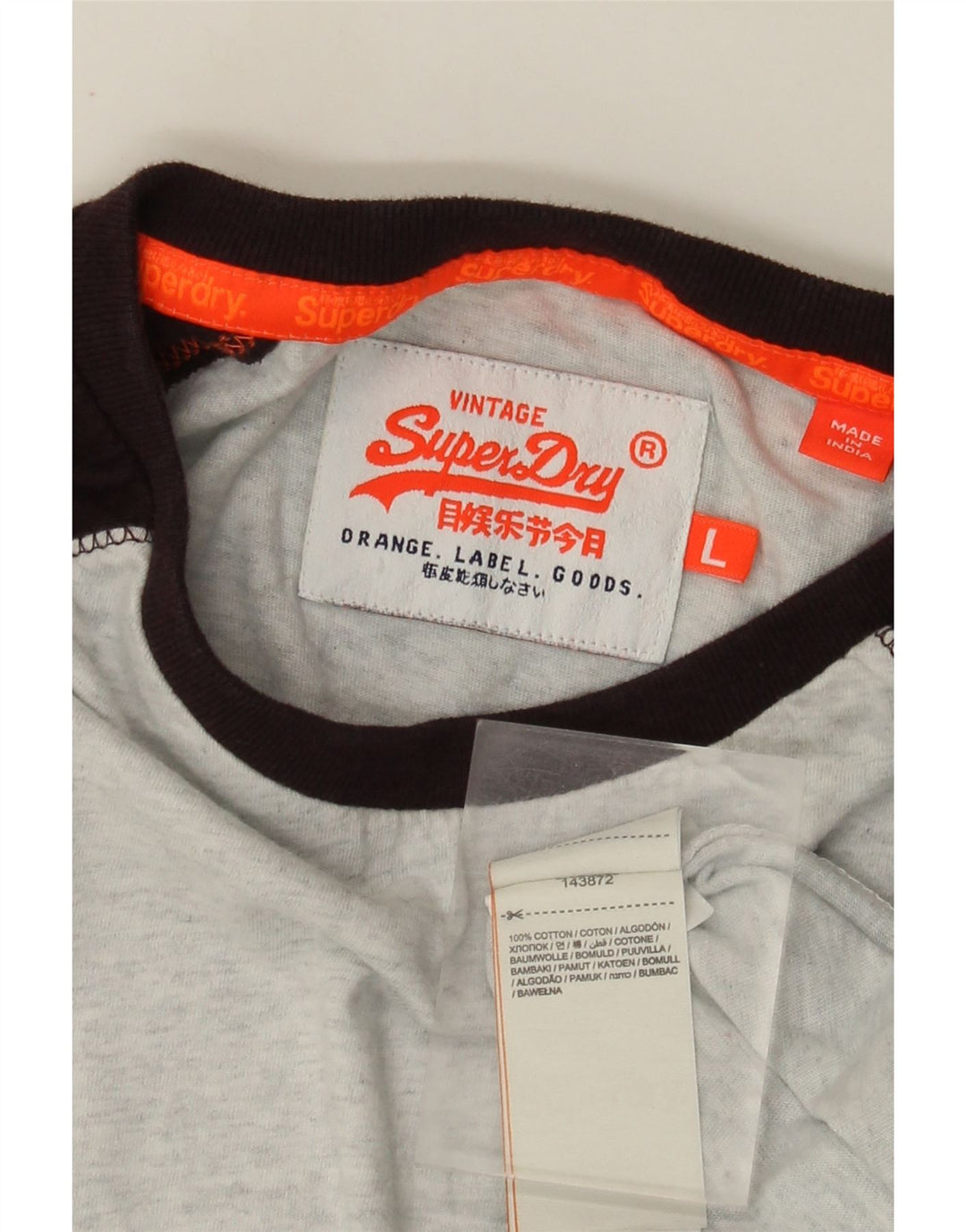 Top pentru bărbați Superdry cu mânecă lungă, mare, gri, color block, bumbac