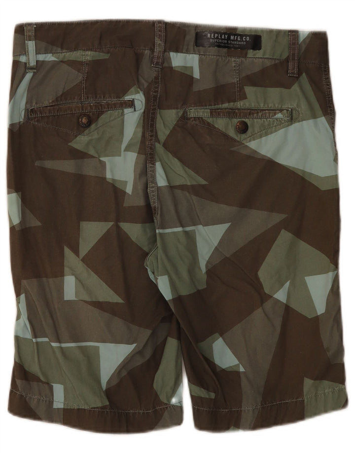 Pantaloni scurți chino pentru bărbați Replay W30, bumbac geometric multicolor mediu