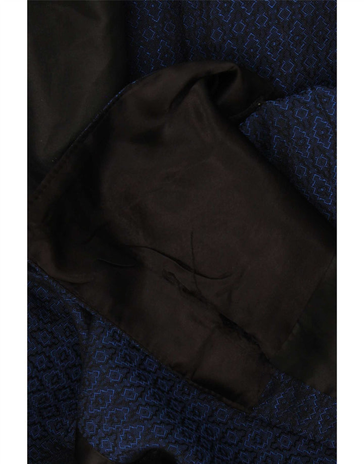 Palton dublu pentru femei vintage UK 16 mare bleumarin geometric