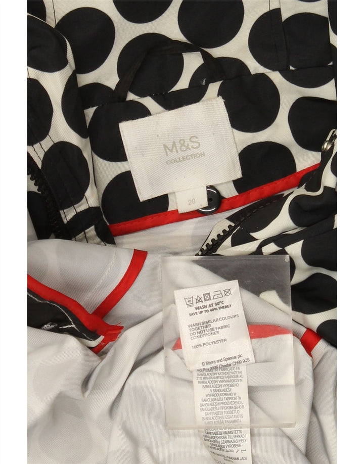 MARKS & SPENCER Jachetă de ploaie cu glugă pentru femei UK 20 2XL Black Polka Dot