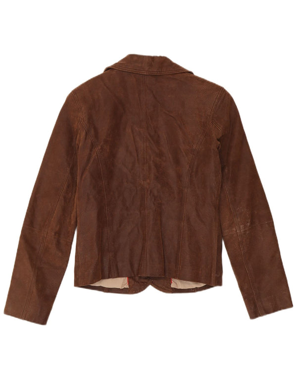 Sacou blazer din piele cu 2 nasturi Tom Tompson EU 36 Maro mic