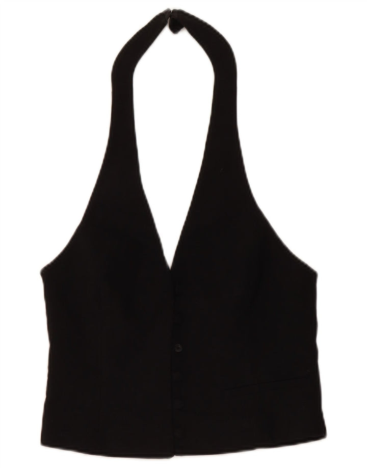 Top Crop Halter pentru femei Zara UK 12 Medium Black Viscose