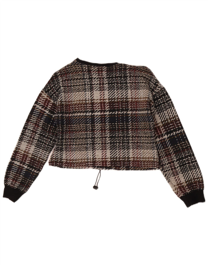 Top Crop cu mânecă lungă Trafaluc pentru femei Zara UK 10, mic, multicolor, carouri