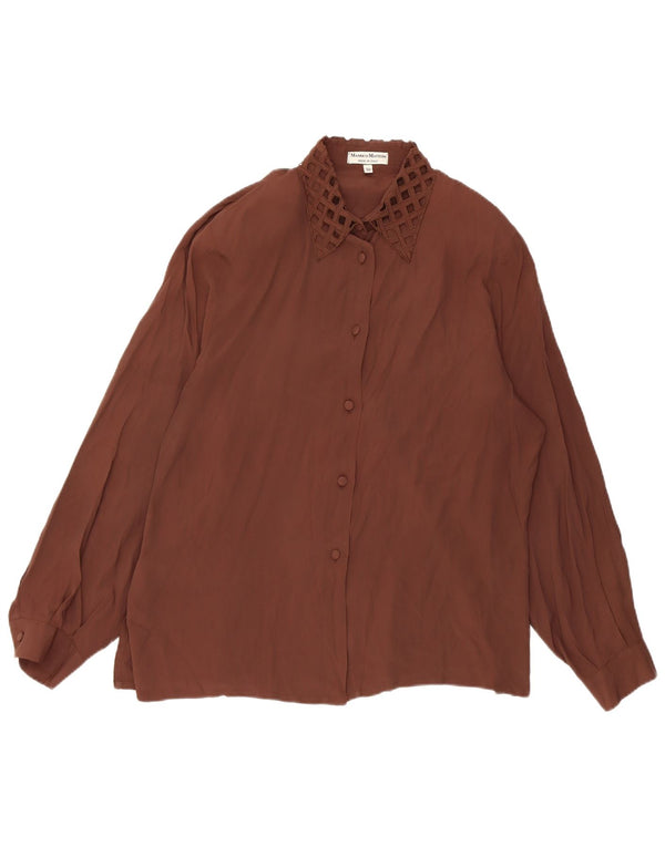 Bluză cămașă Vintage pentru femei IT 50 XL Acetat maro