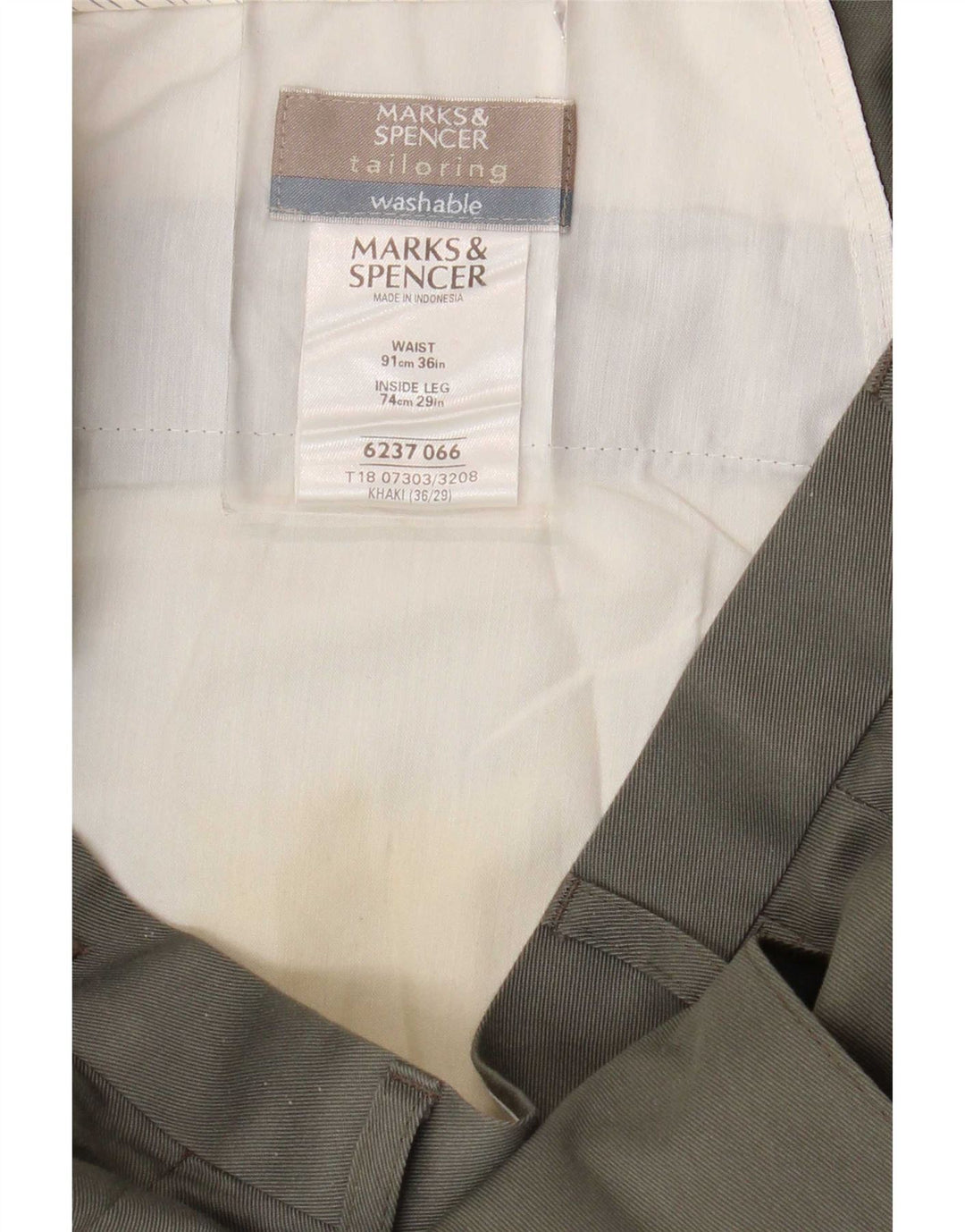 Marks & Spencer Pantaloni de costum pentru bărbați L36 L29 Kaki Poliester