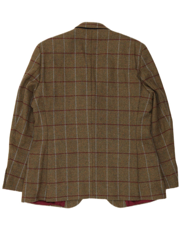 Crew Clothing Jachetă cu 2 nasturi pentru bărbați UK 44 2XL Kaki Check Wool