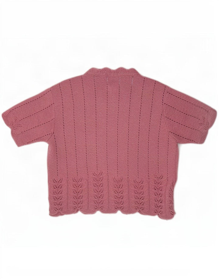 Pulover St Michael pentru damă, cu mânecă scurtă, cu decolteu, roz mediu