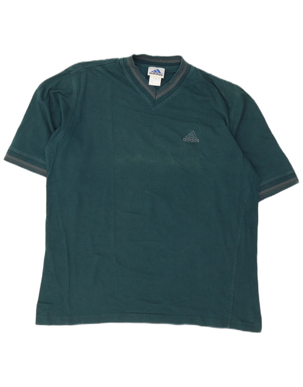 Tricou pentru bărbați Adidas Top mare din bumbac cu dungi verzi