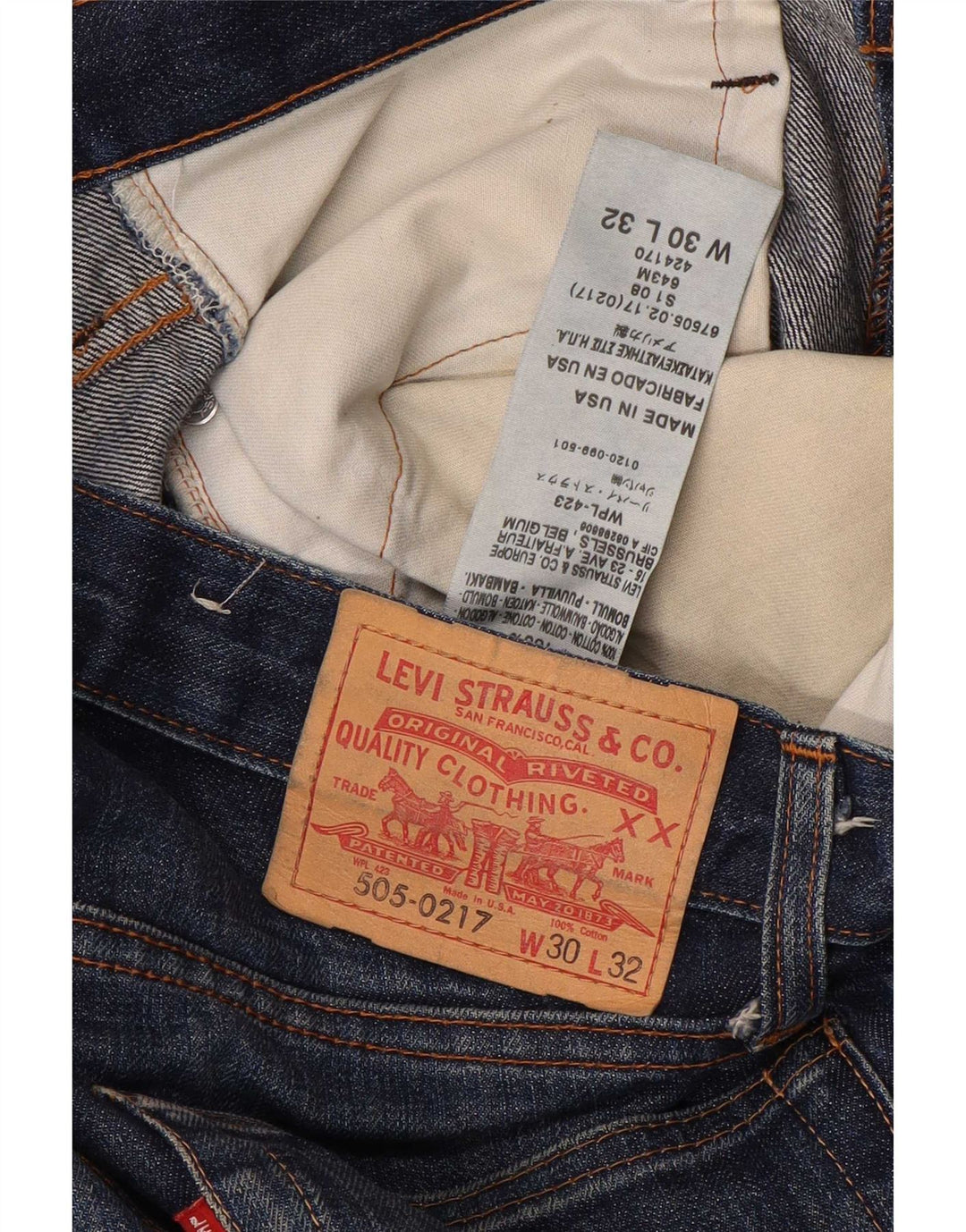 Blugi 505 drepti pentru bărbați Levi's W30 L32 Bumbac bleumarin
