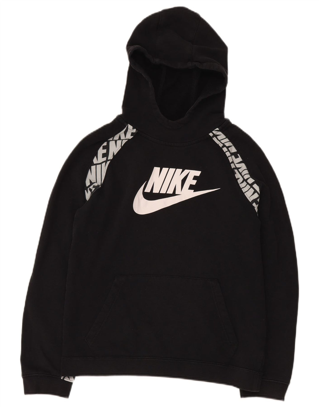 Pulover NIKE pentru băieți cu glugă grafică 13-14 ani XL bumbac negru
