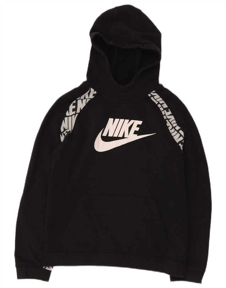 Pulover NIKE pentru băieți cu glugă grafică 13-14 ani XL bumbac negru