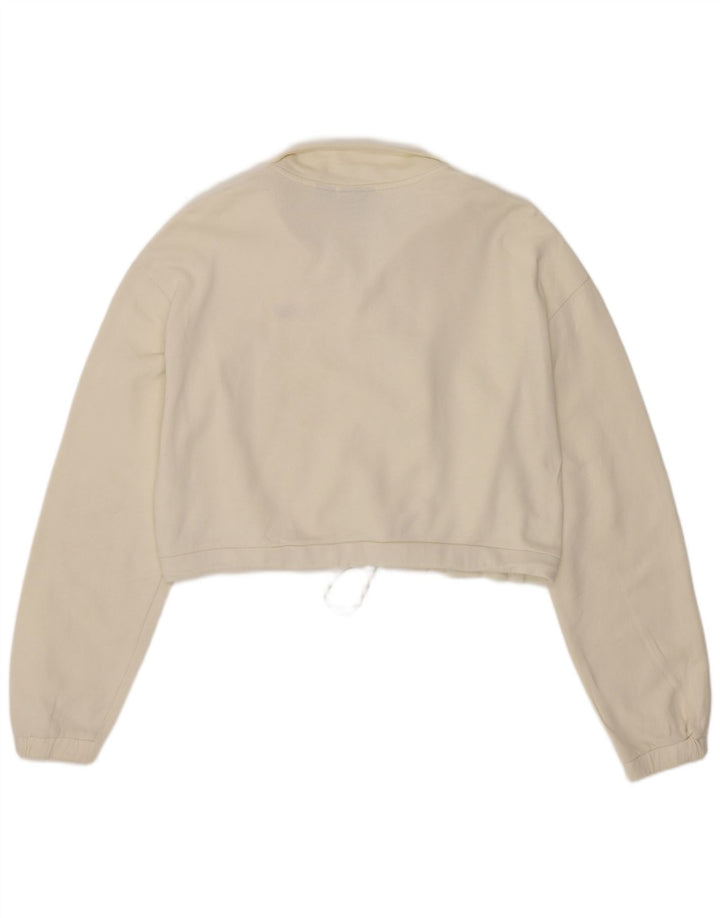 Pulover pentru femei Vans, crop supradimensionat, cu fermoar, cu gât, UK 10, mic, alb