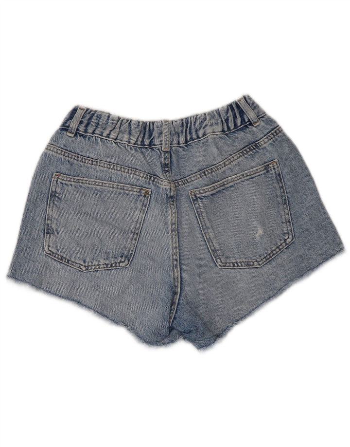 Pantaloni scurți din denim învechit cu talie înaltă pentru fete ZARA 13-14 ani W28 Albastru